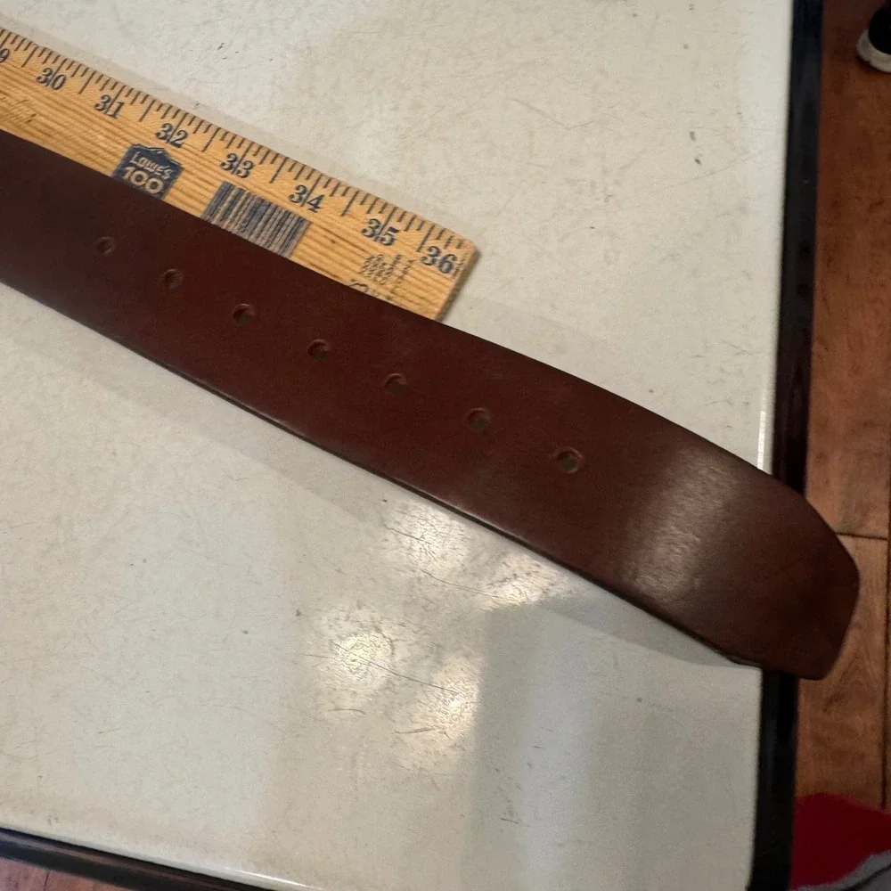 Jostens Ranger Belt Men 36 Brown Leather Safe Driver Semi Truck Brass Buckle